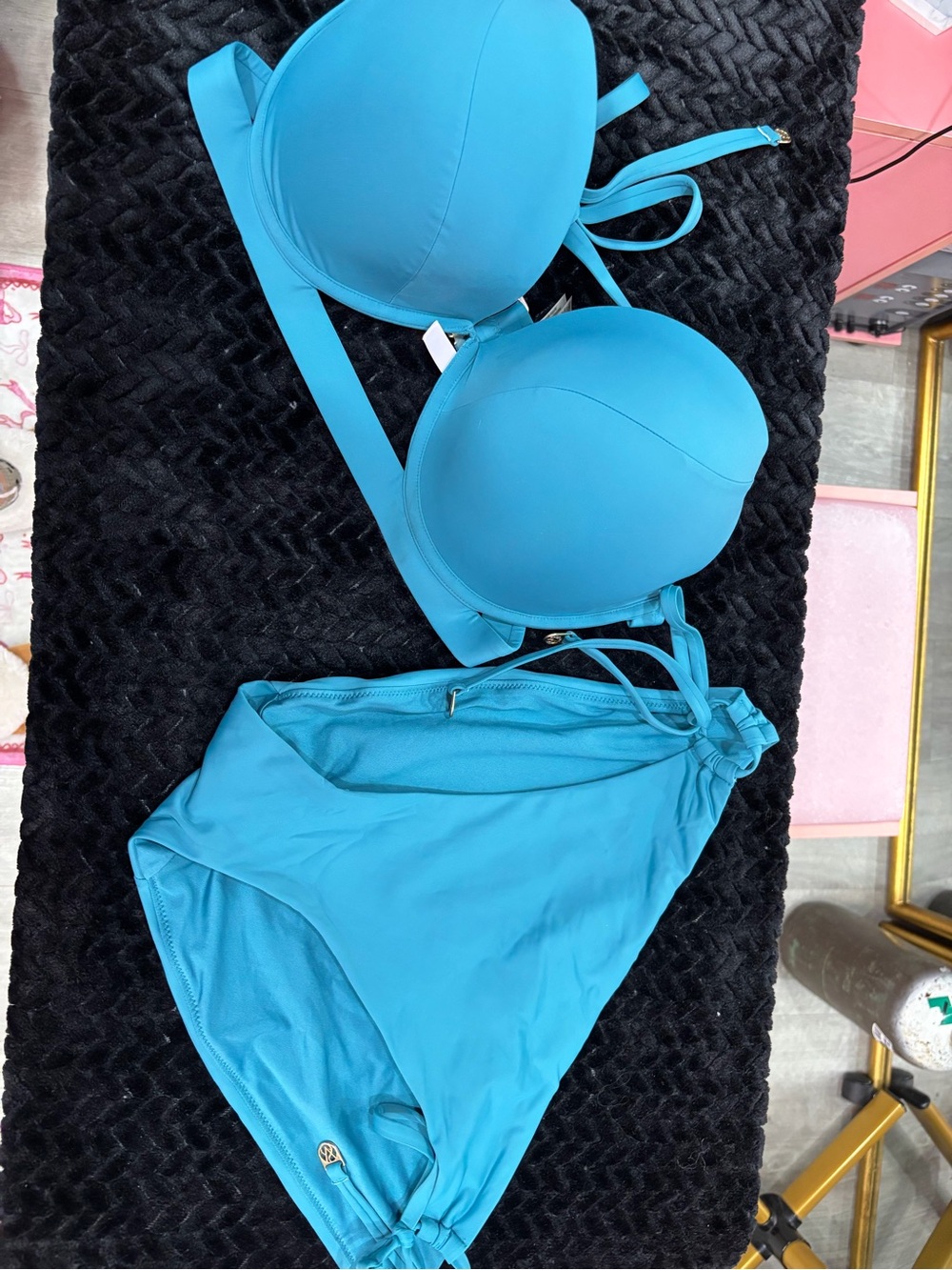 Victoria's Secret Turquoise Blue Bikini Set - Padded Top & High-Waist Bottoms